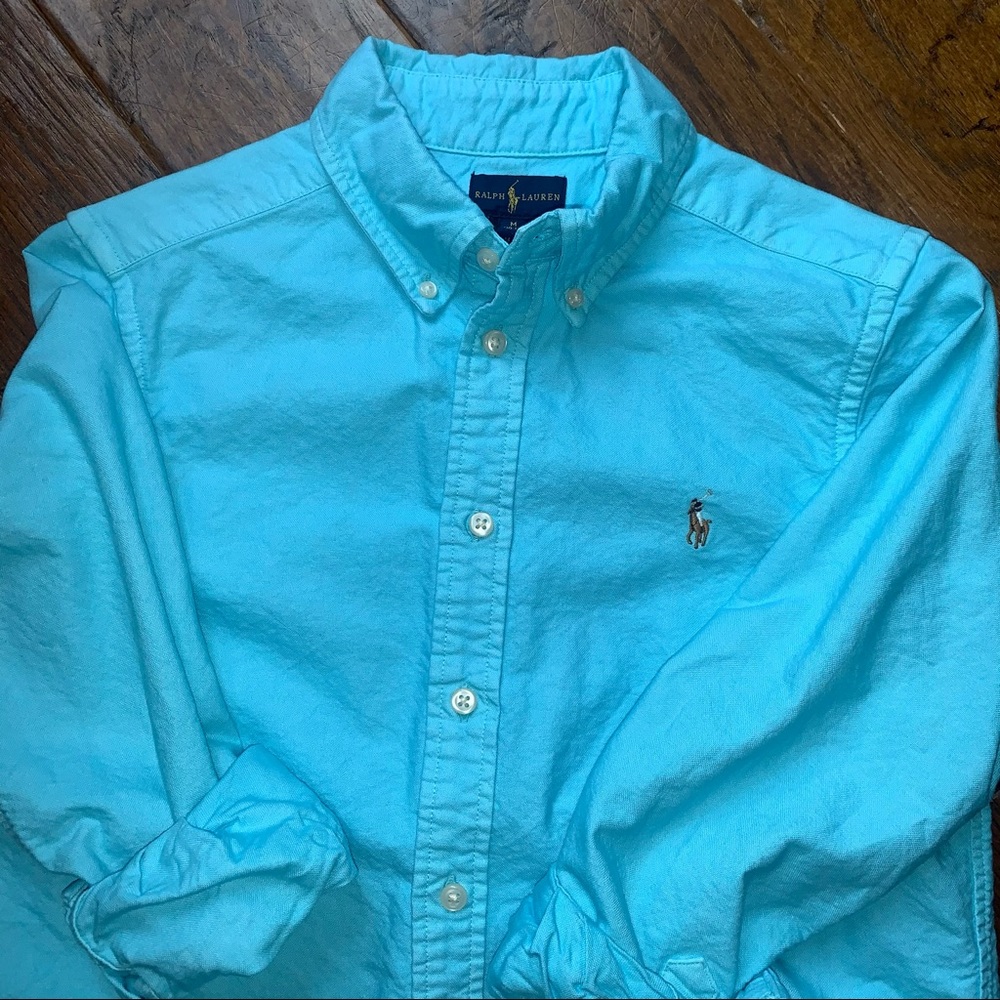 Ralph Lauren boys aqua oxford button down size 10